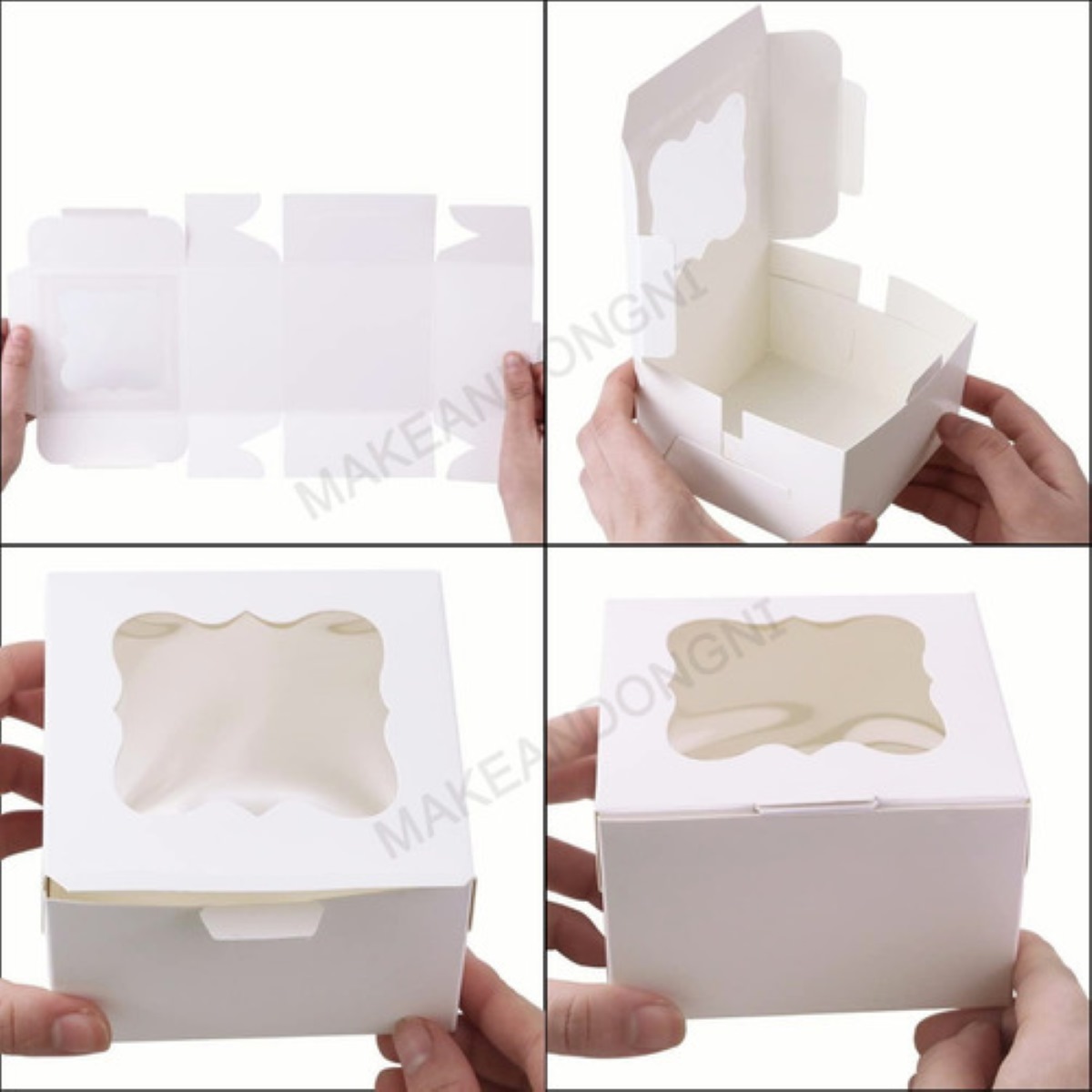 Mini Cajas Con Ventana Para Pasteles Donas Regalos Pan 30 Pz Blanco