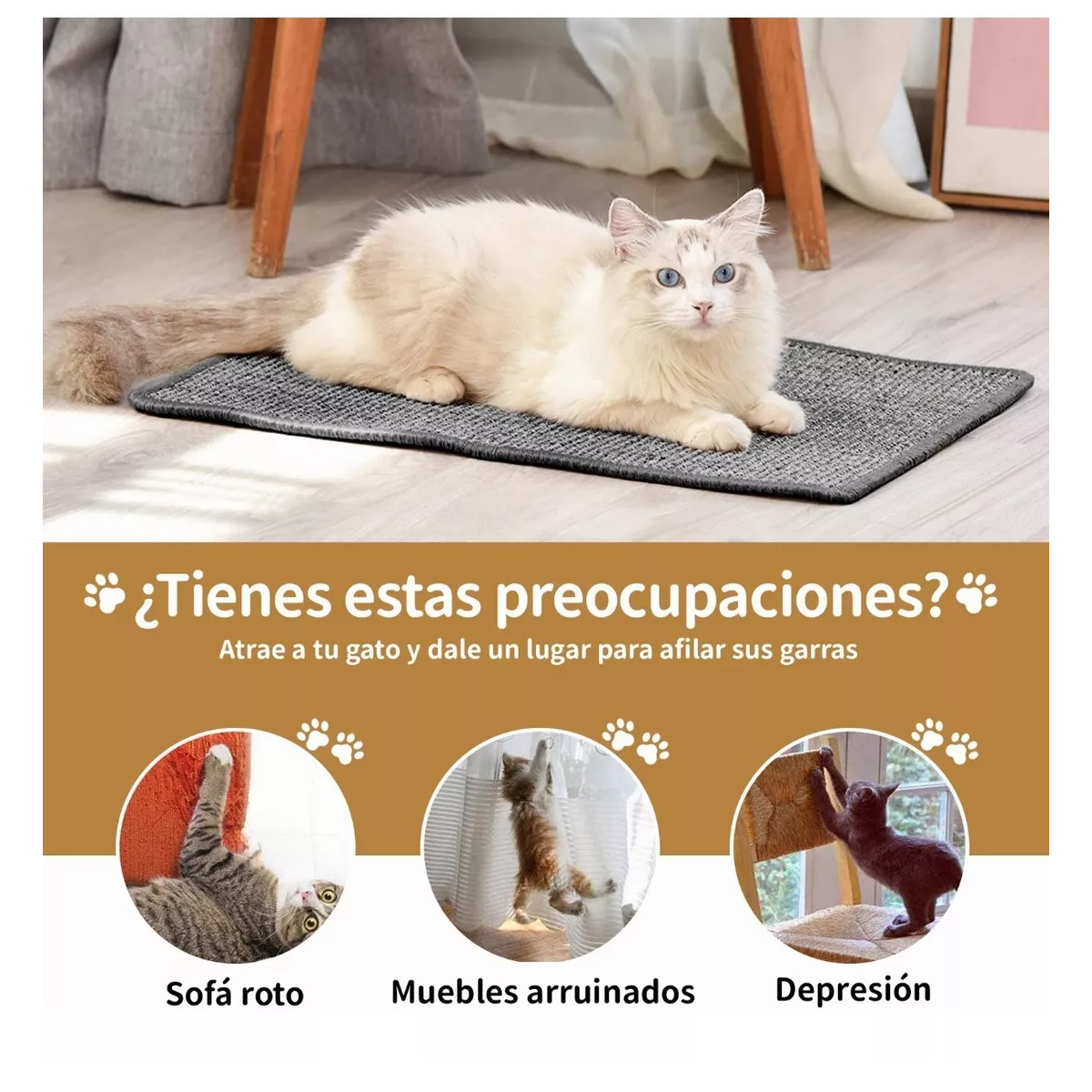 Alfombrilla Para Rascar, Tapetes Rascadores Para Gatos Gris
