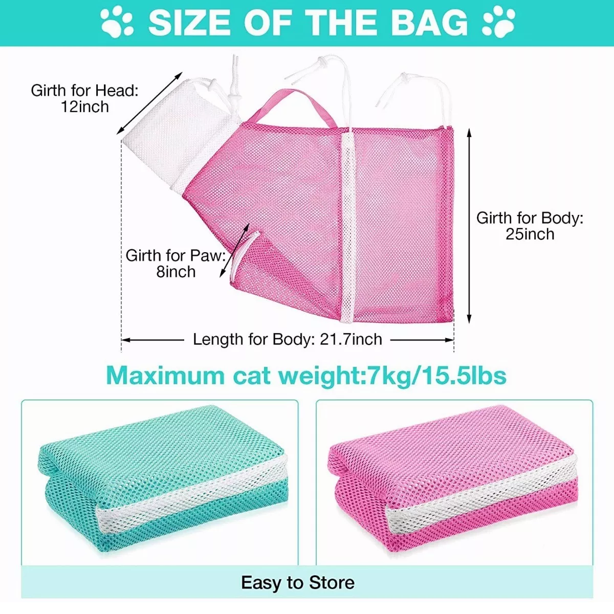 Bolsa Para Bañar/corte Uña Gato Bolsa De Baño Para Mascotas Rosa