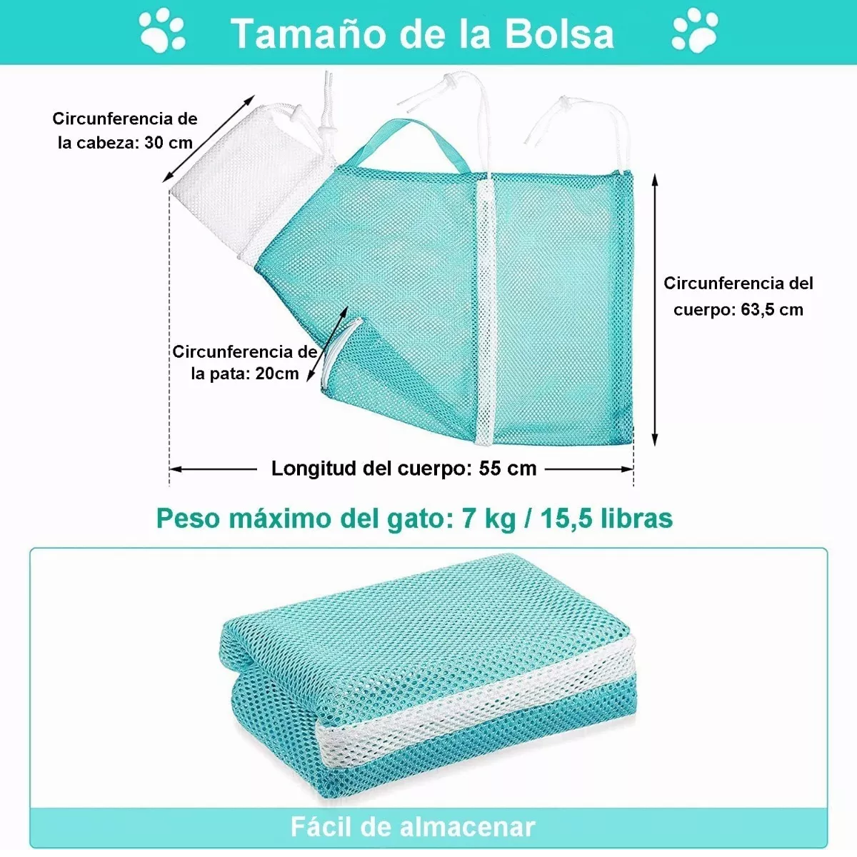 Bolsa Para Bañar/corte Uña Gato Bolsa De Baño Para Mascotas Verde