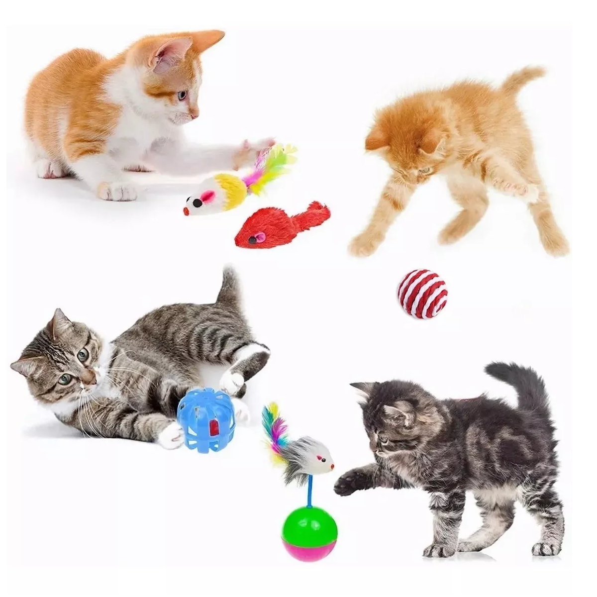 Kit Juguetes Para Gato 28 Pcs Pluma Varita Bola Túnel Ratone