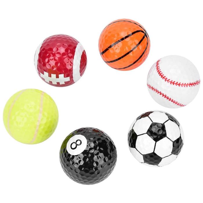 Bola de golf con motivos deportivos MXGOT-001-9 6 Pzas 4cm Diámetro Golf o Minigolf Caucho Sintético Deportes Multicolor, GolfSports