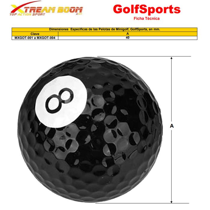 Pelotas para golf en miniatura MXGOT-001-4 6 Pzas 4cm Diámetro Golf o Minigolf Caucho Sintético Deportes Multicolor, GolfSports