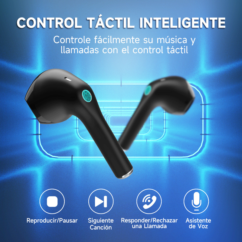 Audífonos Inalámbricos, Audífonos Bluetooth con Microfono Deep Bass Auriculares Bluetooth Con Tipo C Cable 1Hora Aut201 In-ear Earbuds