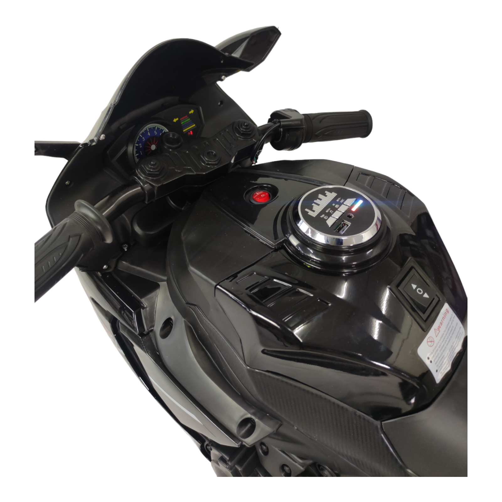 Motocicleta Montable Eléctrica Tres Ruedas Luz LED 12v  - Negro