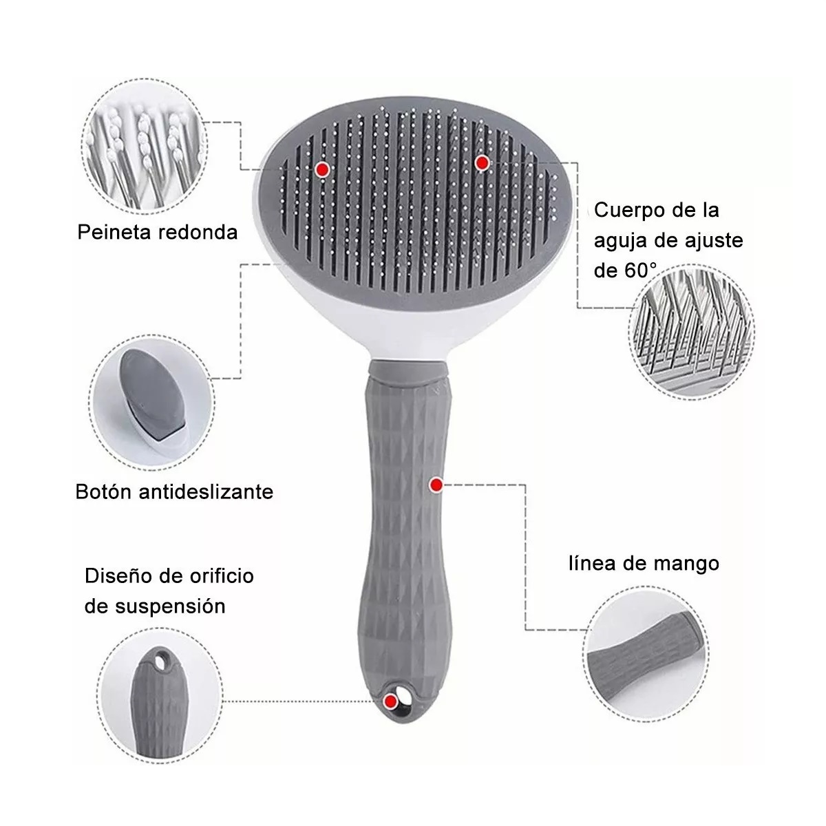 Kit Limpieza Mascotas Cepillo Y Limas Cortar Uñas Gris