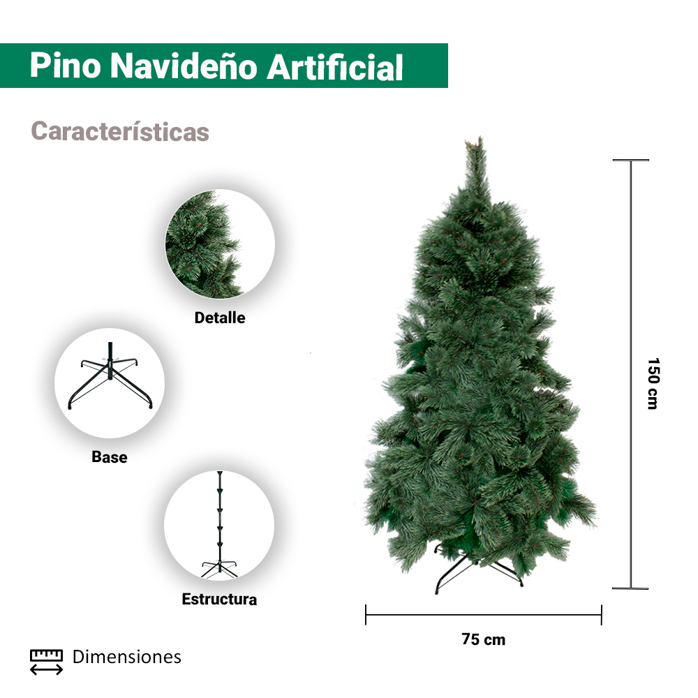 Arbol Pino De Navidad Verde Bandera 150 Cm Cepillo Tupido