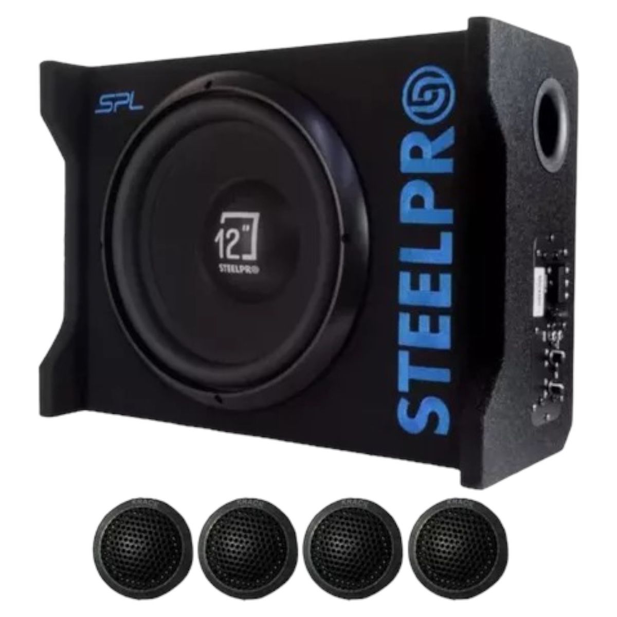 Woofer 12 amplificado steelpro 1200w+ 2 tweeter krack
