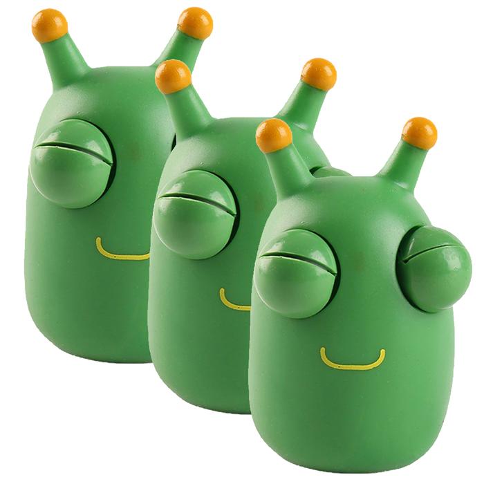 Juguetes de Estimulación MXWSR-003-3 3Pzas Gusano Goma Blanda TPR Verde, PopWorm