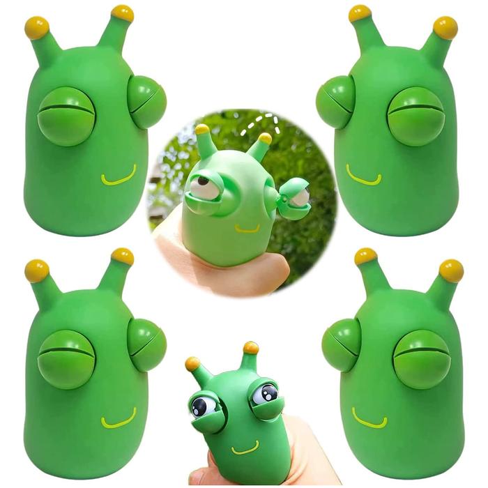 Objetos para Relajación Emocional MXWSR-004-3 4Pzas Gusano Goma Blanda TPR Verde, PopWorm