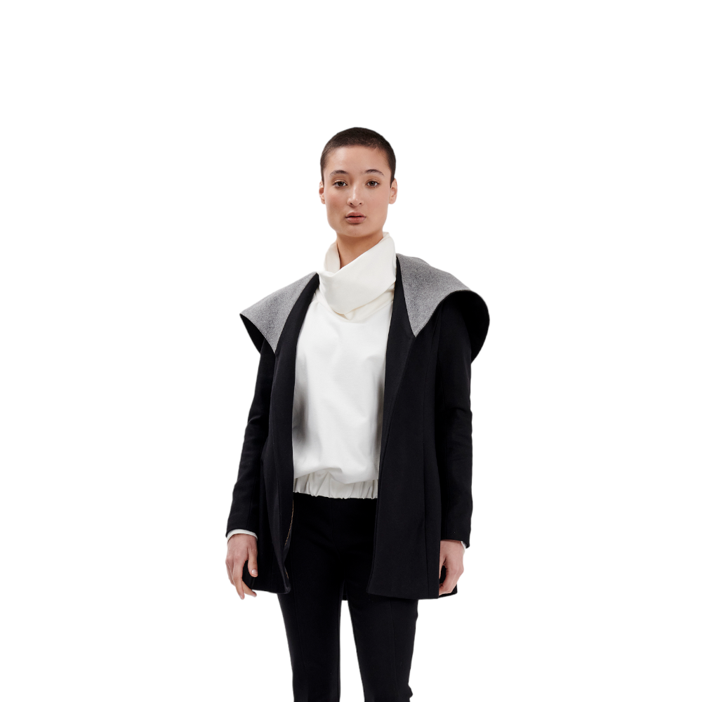 Abrigo Merkabá con capucha lana