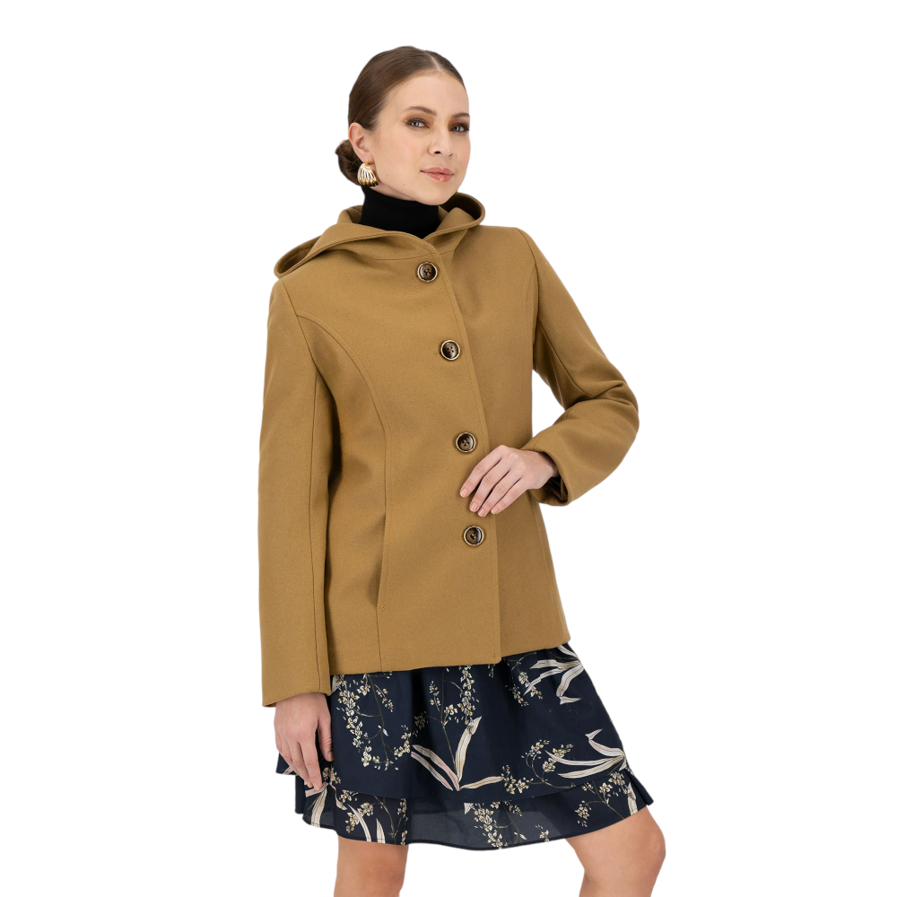 Abrigo Merkabá corto con capucha lana