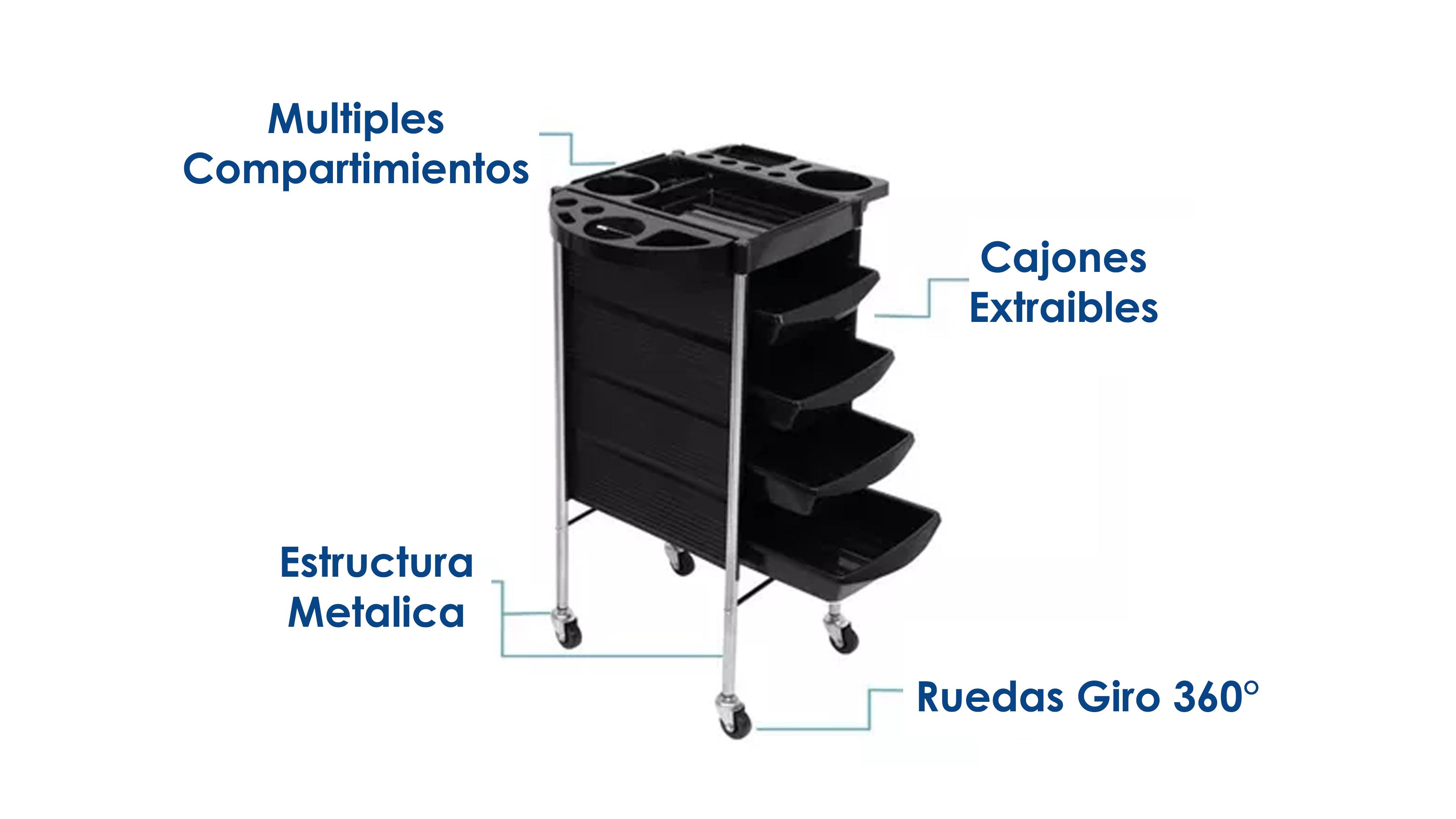 Carrito Auxiliar Estetica Compraymas Mueble Barberia Carrito Negro 