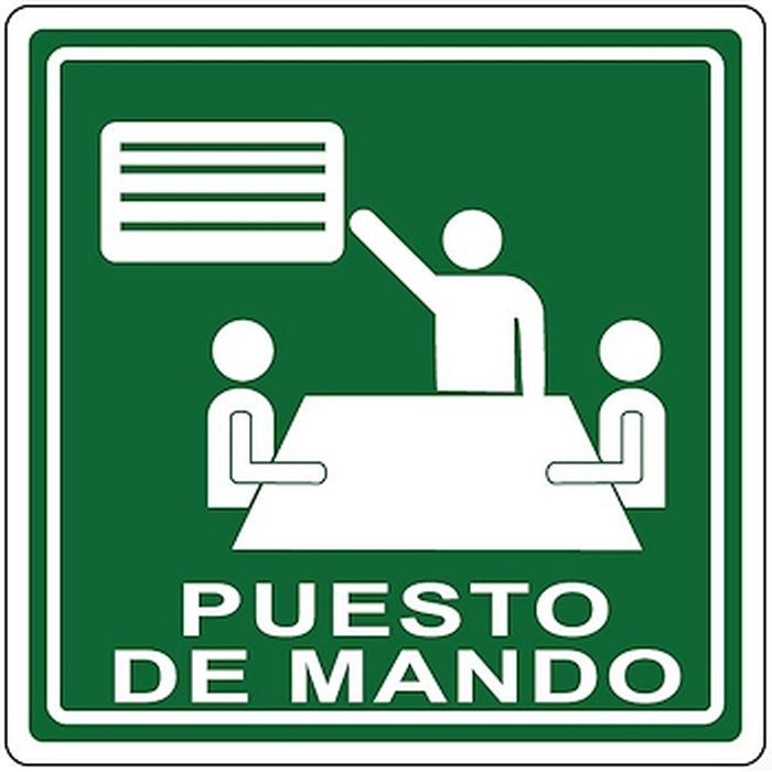 Señalamientos Indicativos MXPAX-032 25x25 cm De Emergencia Puesto de Mando Fotoluminicente Primeros Auxilios