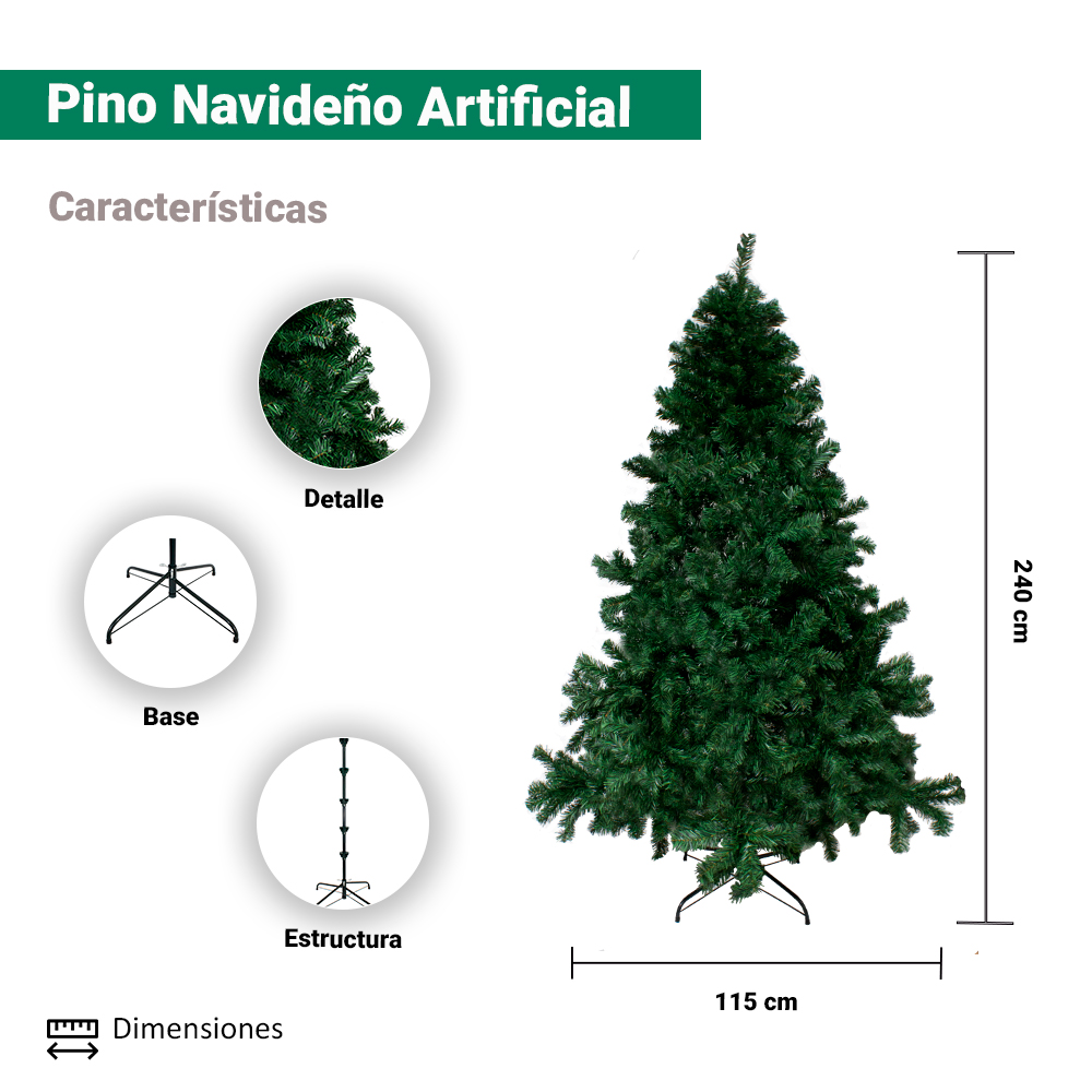 Arbol Pino De Navidad Verde 240 Cm Vara De Estrella Árbol Artificial