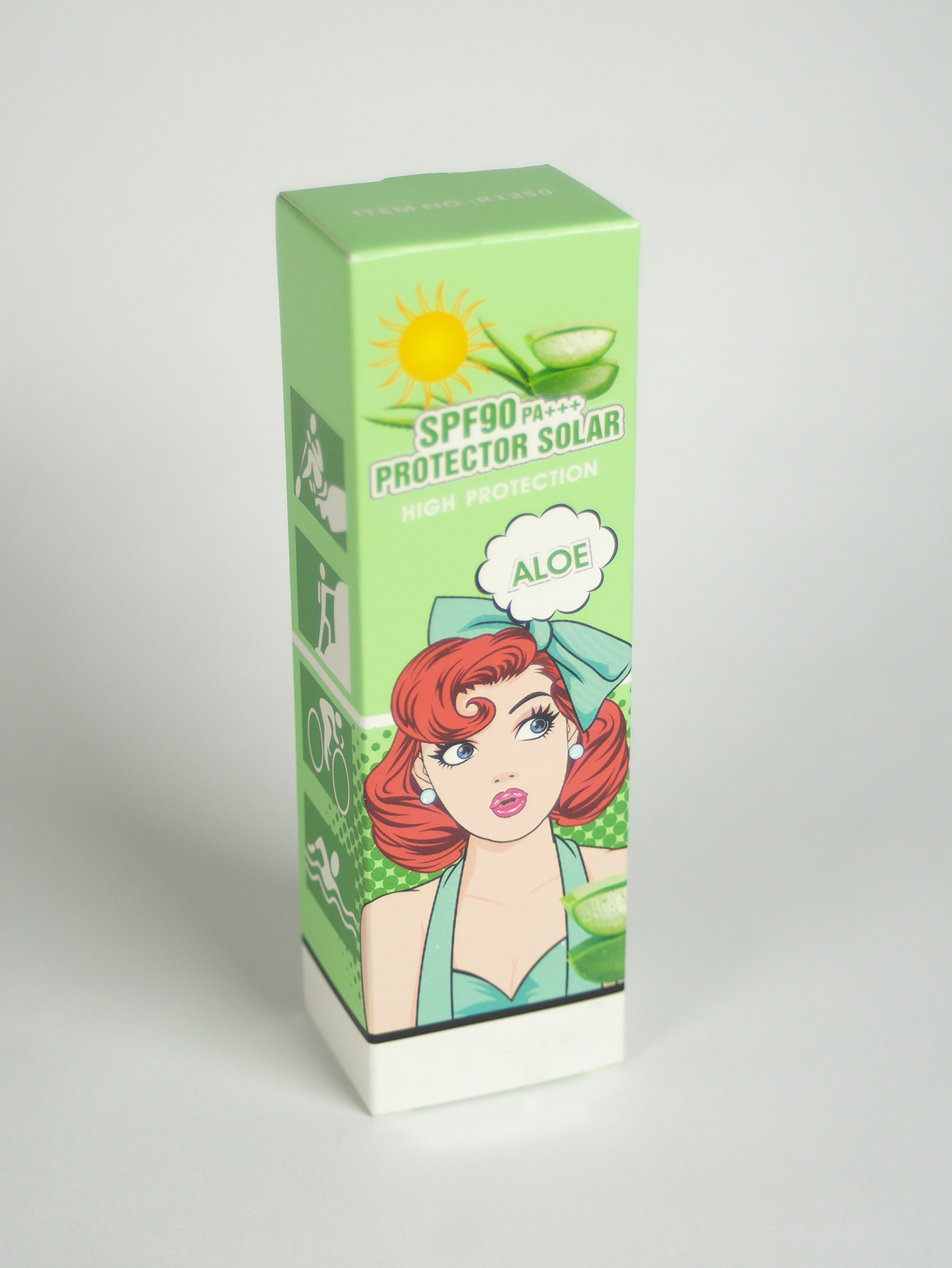 Protector Solar con Aloe para el rostros, con tono color piel, SPF90