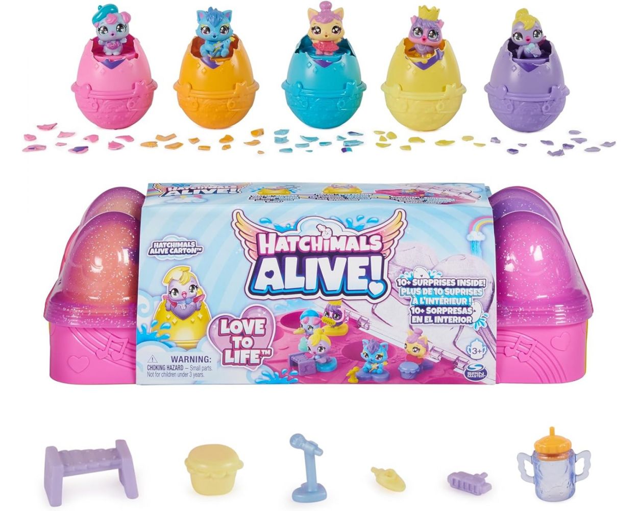Hatchimals Alive cartón con 5 Minifiguras en Huevos