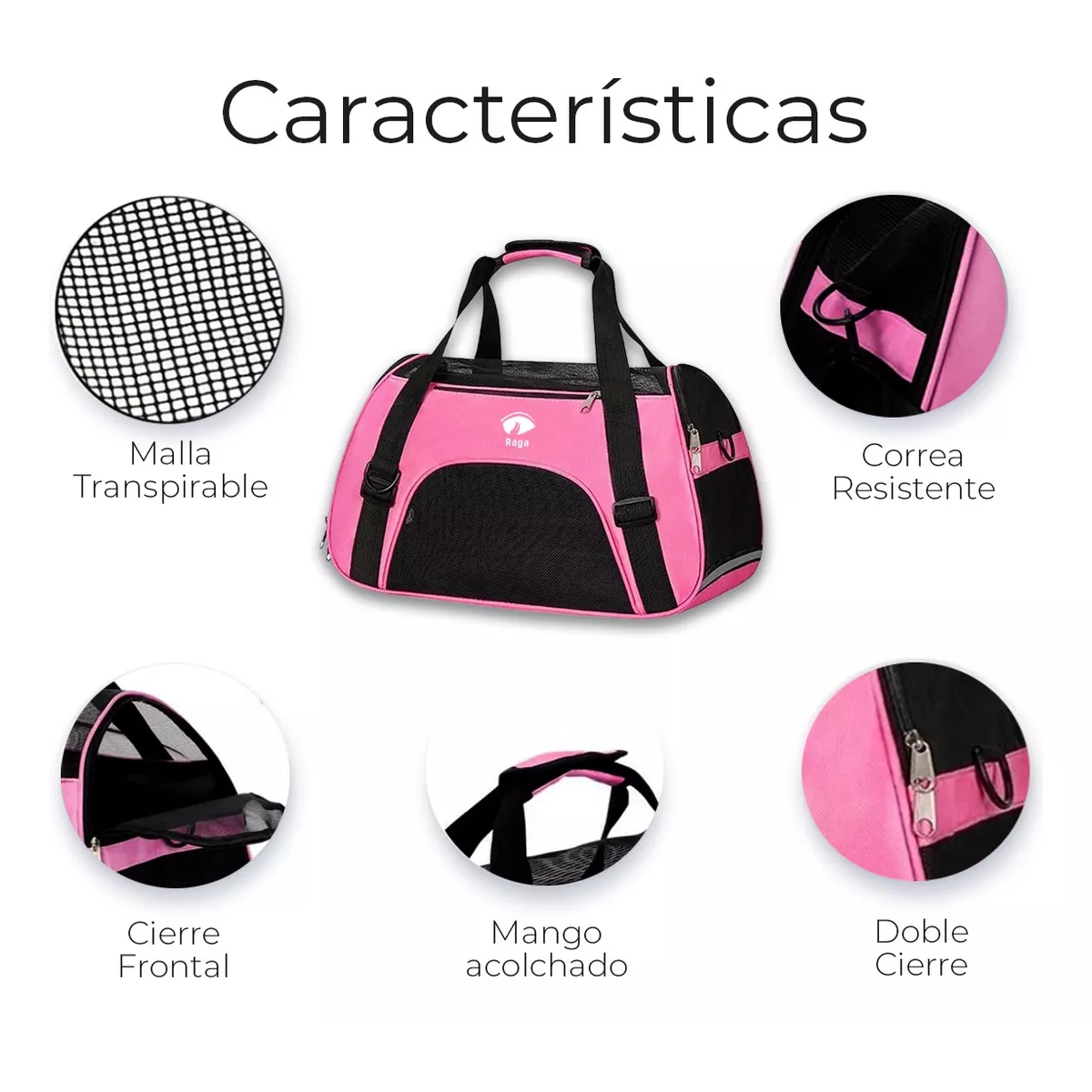 Mochila Transportadora Bolsa Mascota Perro Gato Viaje Chica Rosa