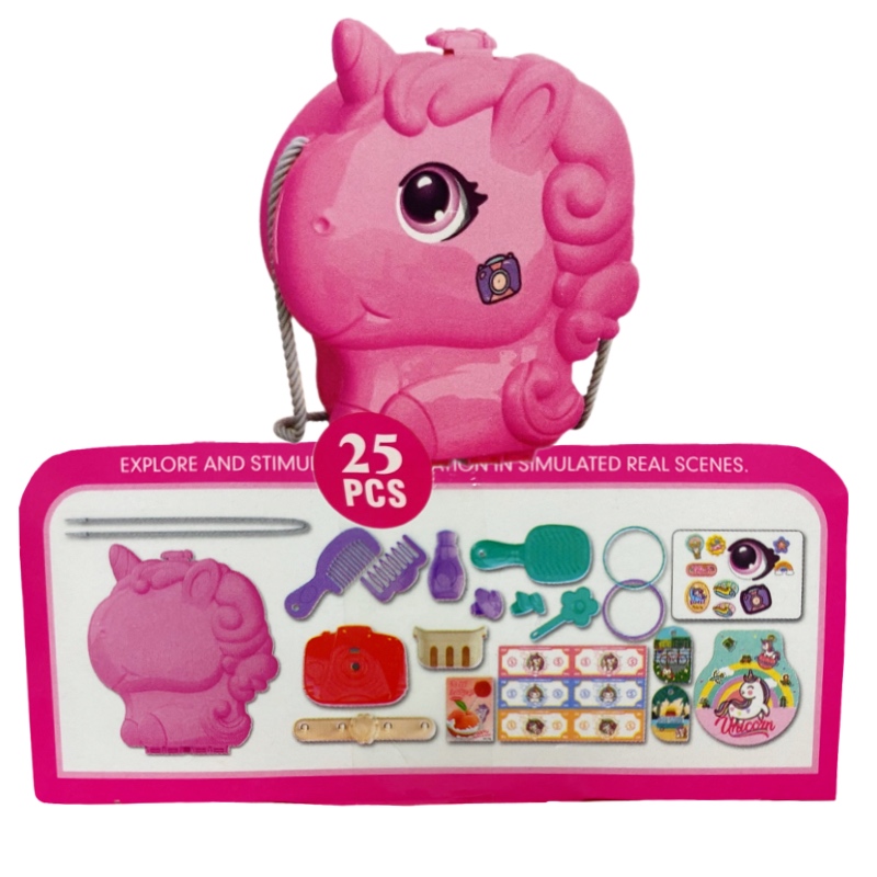 Maletín Bolsa Unicornio Accesorios Viaje Juguete Niñas 25pz