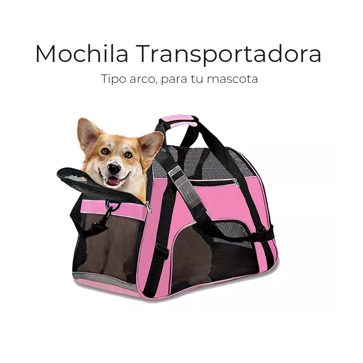 Mochila Transportadora Bolsa Mascota Perro Gato Viaje Chica Rosa