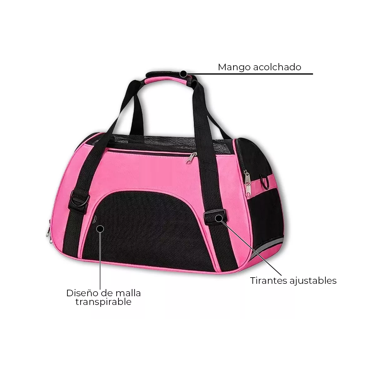 Mochila Transportadora Bolsa Mascota Perro Gato Viaje Chica Rosa