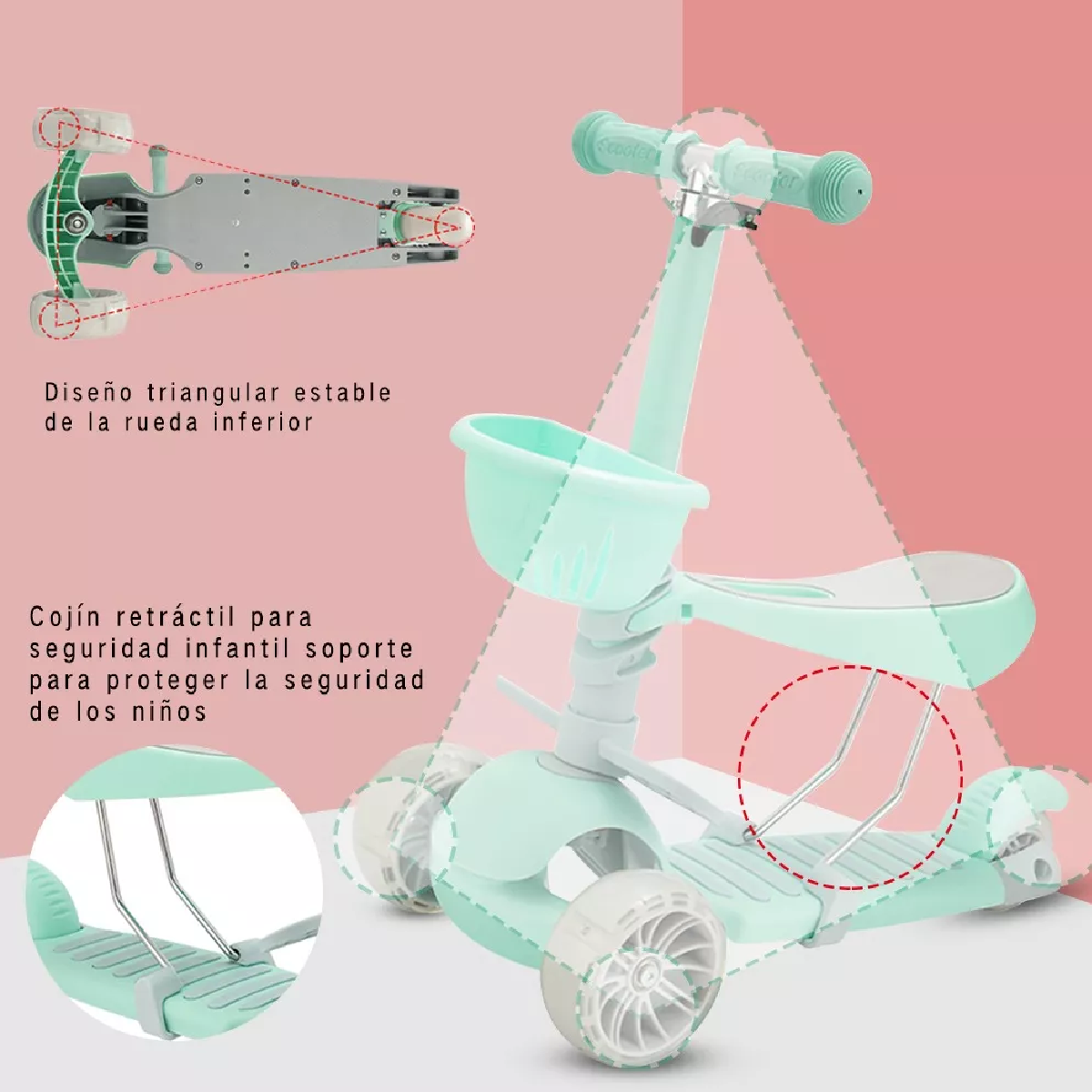 Scooter De Tres Ruedas Para Niños Verde