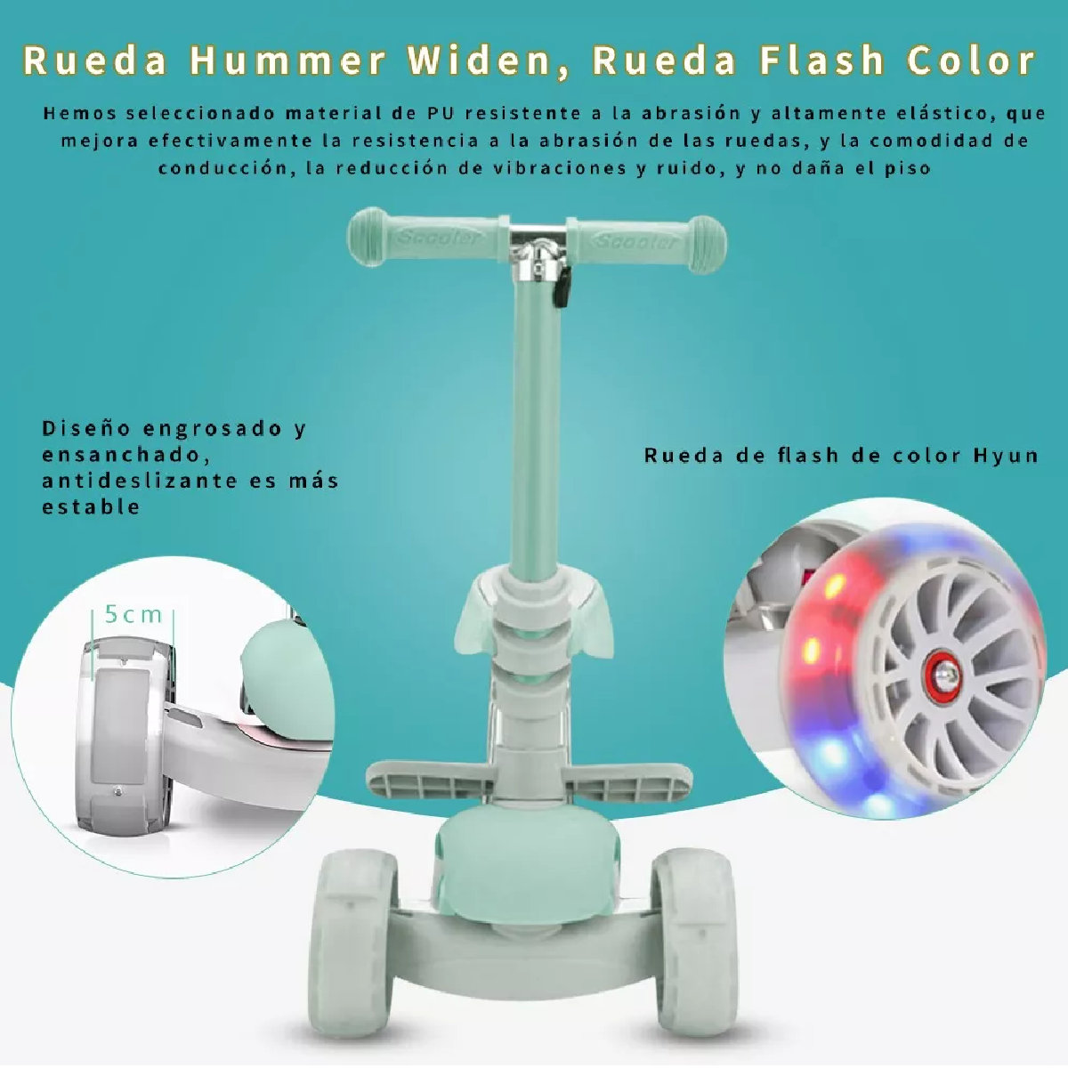 Scooter De Tres Ruedas Para Niños Verde