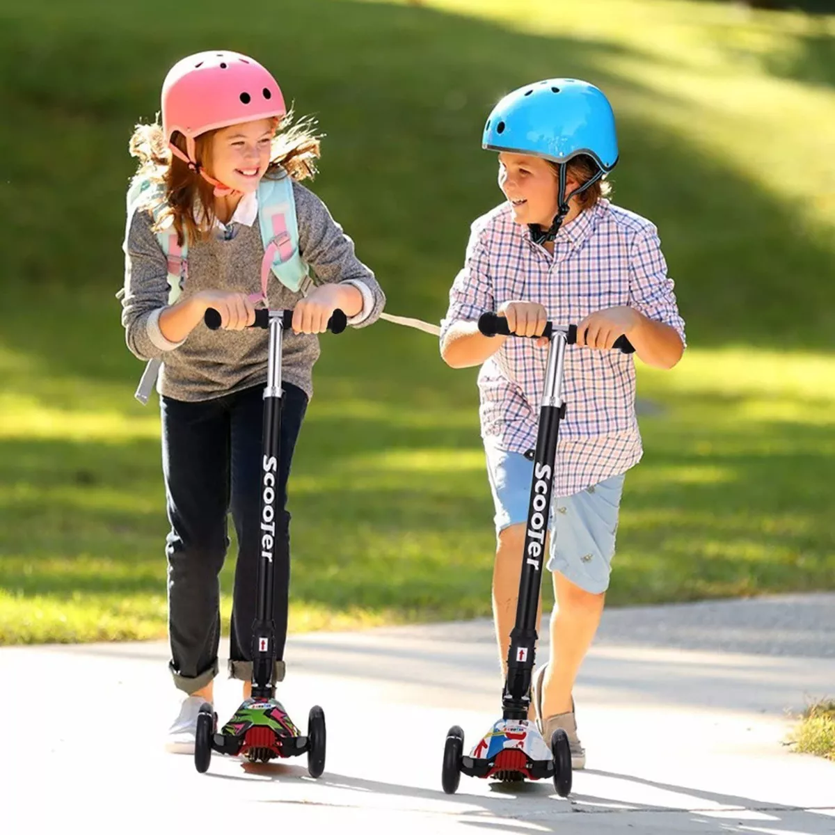 Monopatín De Pie Scooter Desmontable 4 Ruedas Luces P/ Niños Amarillo