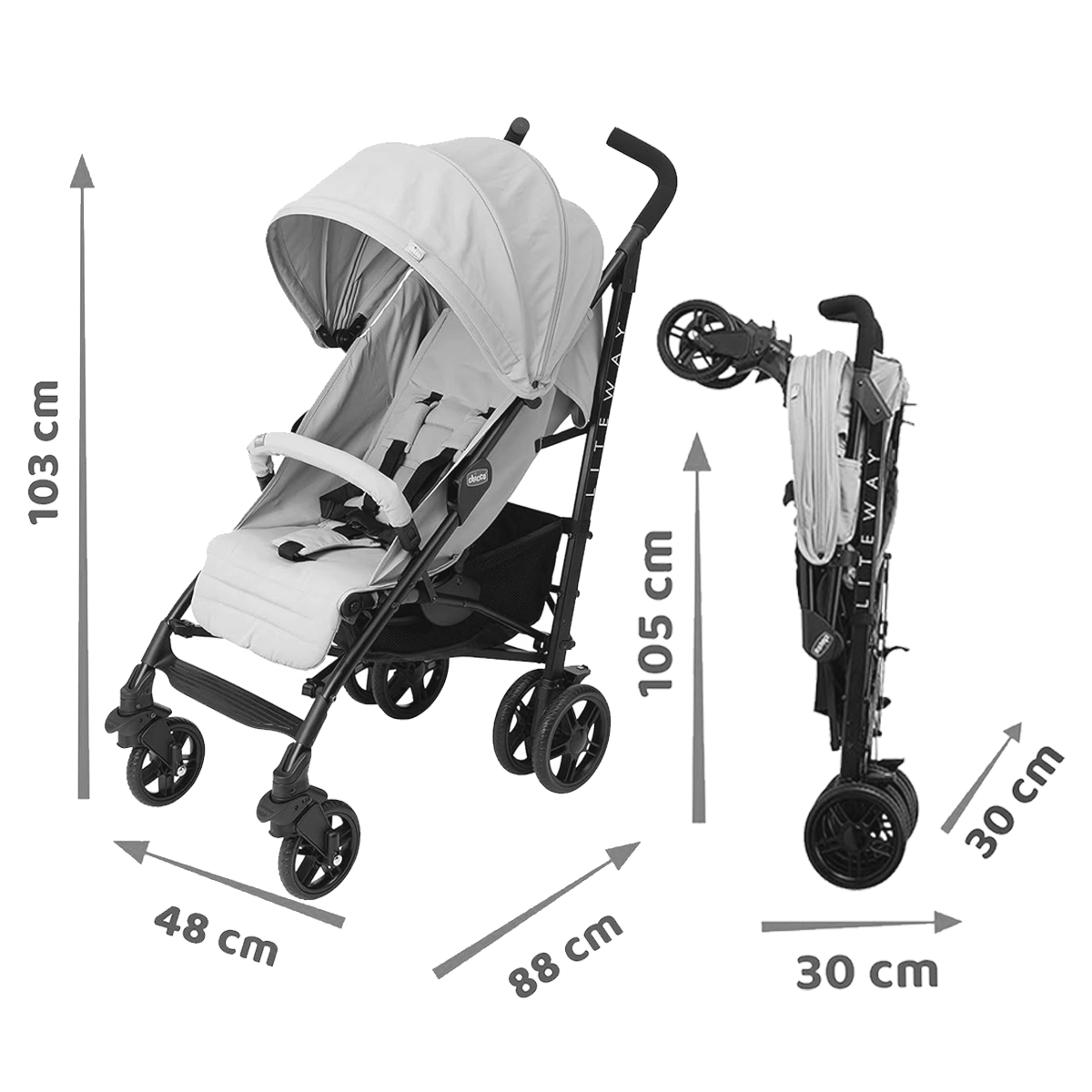 Carriola de Baston LiteWay 4 Chicco Grey Gris