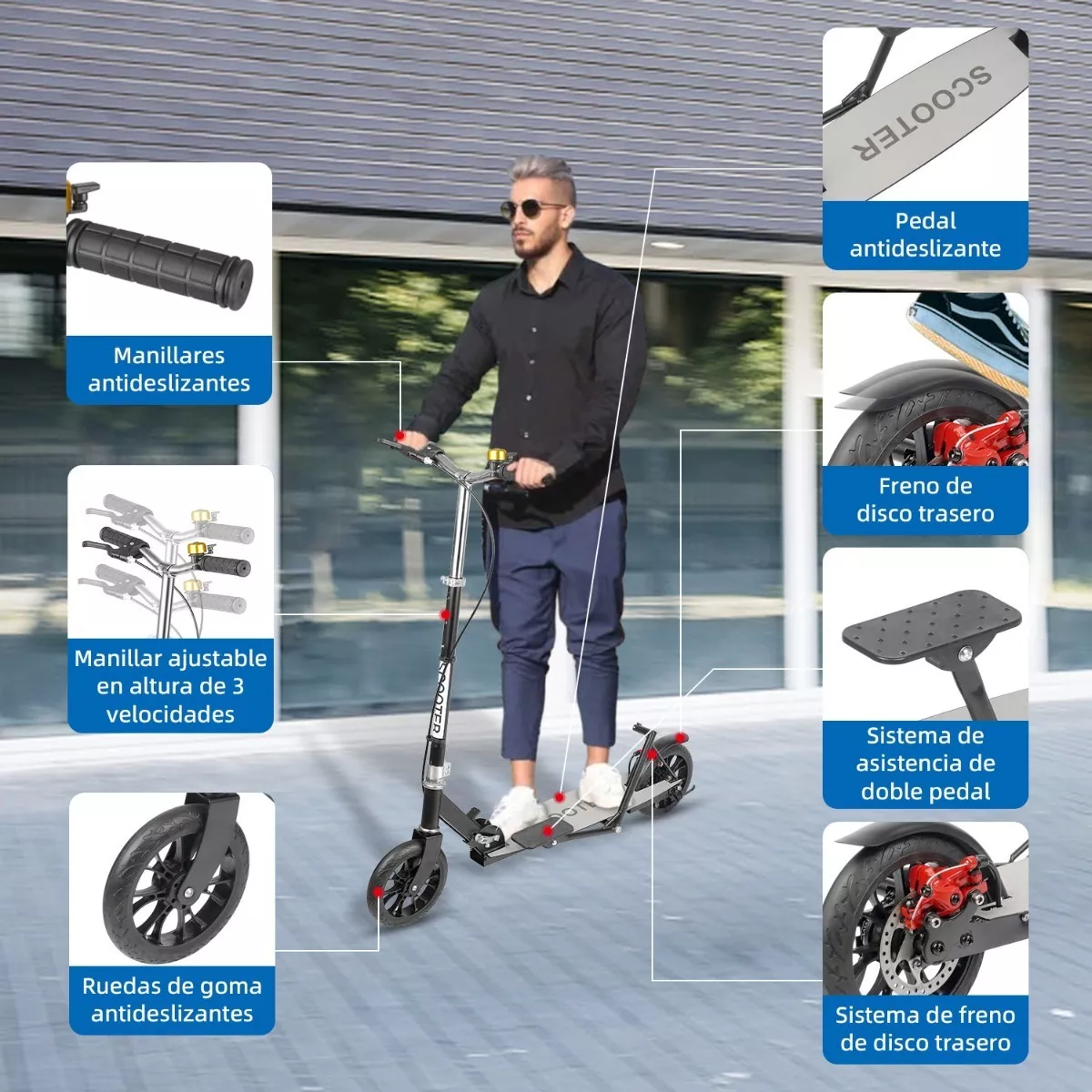 Patinetes De Pedaleo Asistido Para Jóvenes Y Adultos Negro