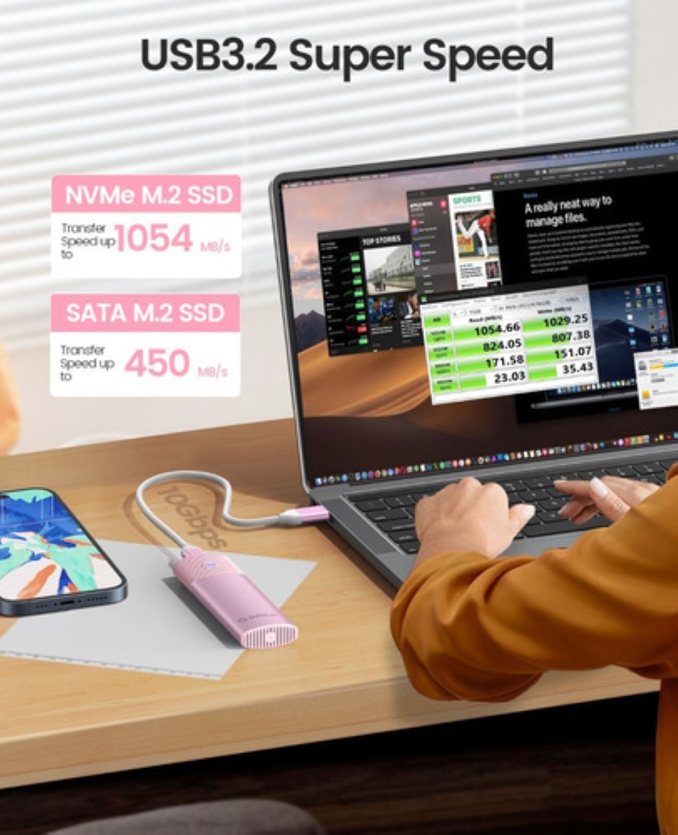 Carcasa Ssd M.2 Nvme+ngff Sata M.2 Carcasa Disco Duro rosa