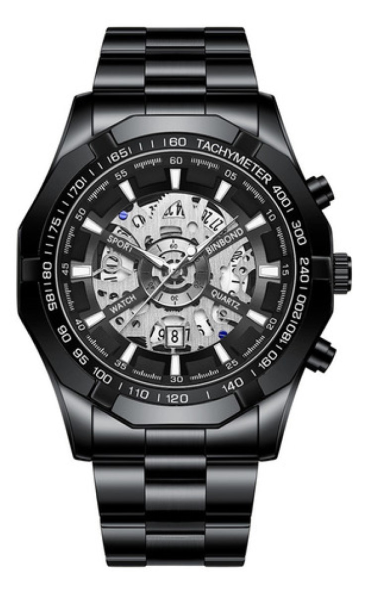 Reloj Con Luminoso Correa Metálica Hombre Negro