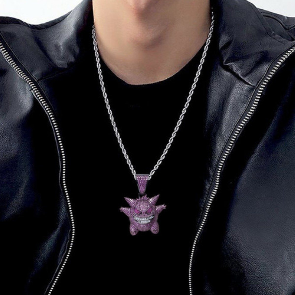 Cadena De Eslabones Gengar Collares De Diamantes Violeta Oscuro