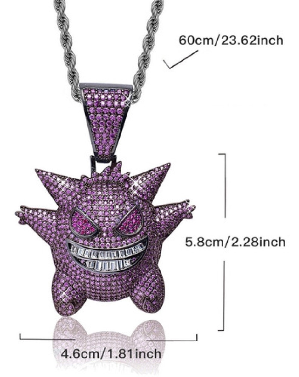 Cadena De Eslabones Gengar Collares De Diamantes Violeta Oscuro