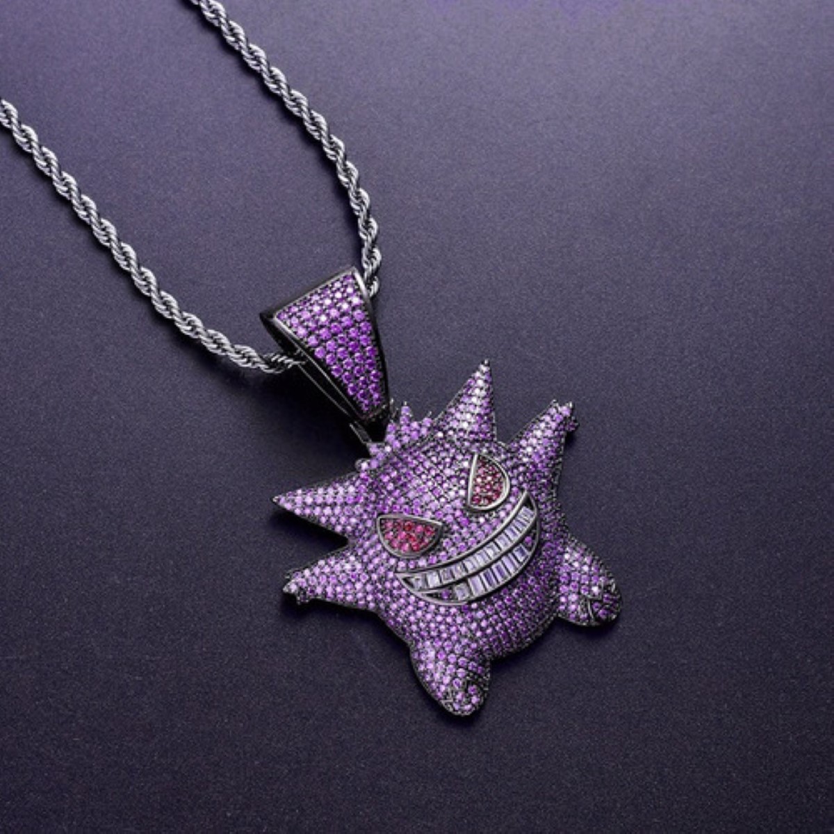 Cadena De Eslabones Gengar Collares De Diamantes Violeta Oscuro