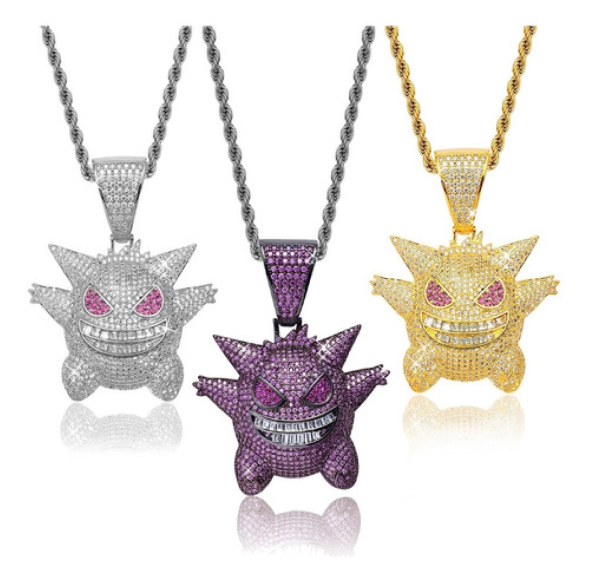Cadena De Eslabones Gengar Collares De Diamantes Violeta Oscuro
