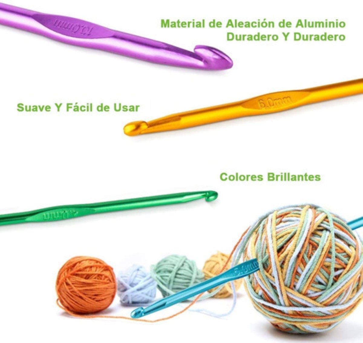Kit De Ganchos Y Accesorios Tejer Al Crochet 100 Pcs Multicolor