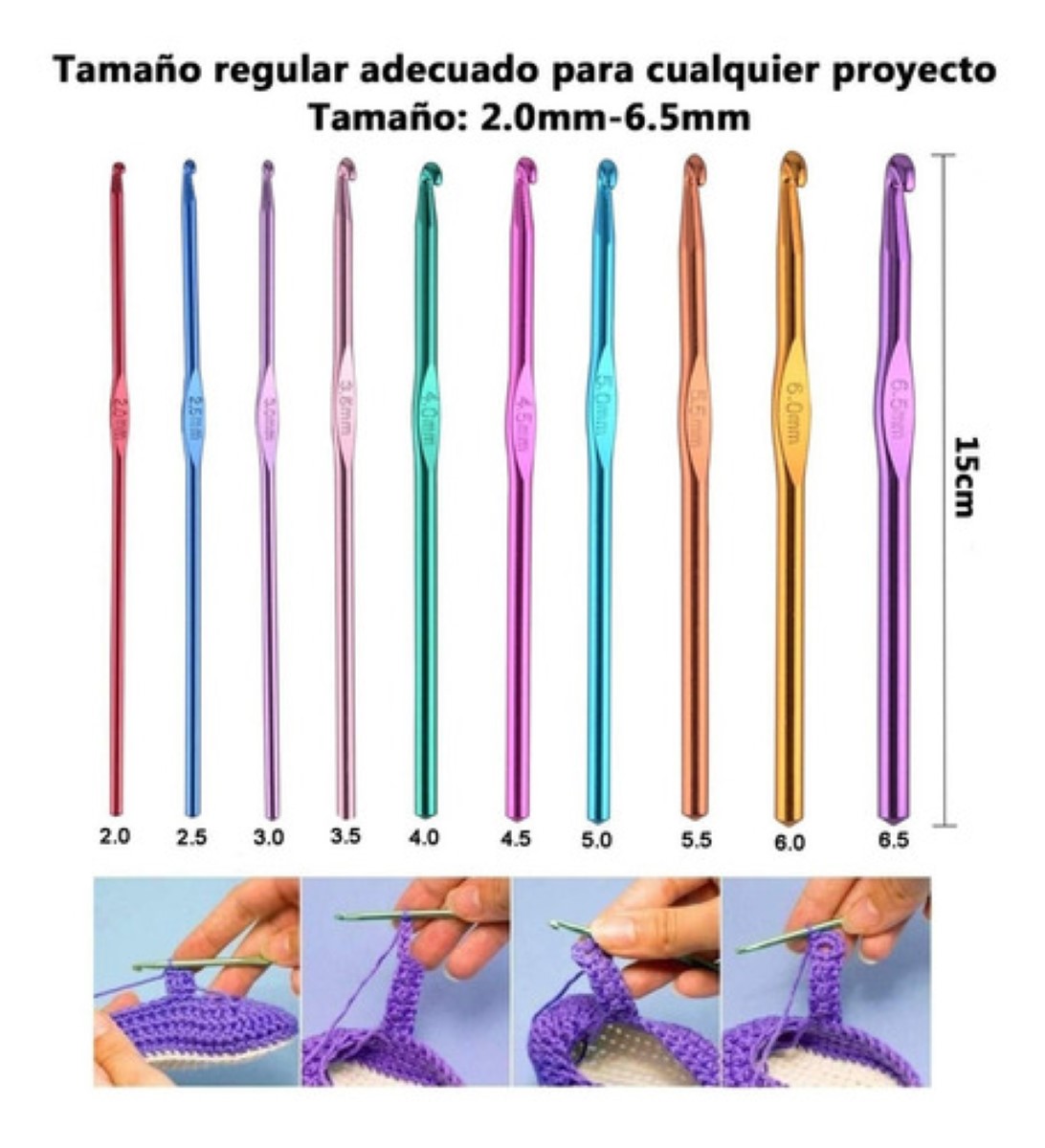 Kit De Ganchos Y Accesorios Tejer Al Crochet 100 Pcs Multicolor 