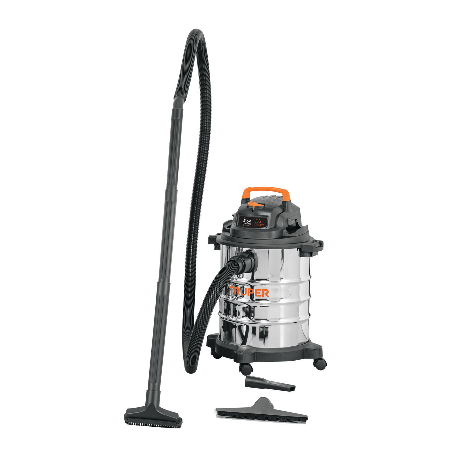 ASPIRADORA DE SÓLIDOS Y LÍQUIDOS DE 5 GAL EN ACERO INOX TRUPER 101523