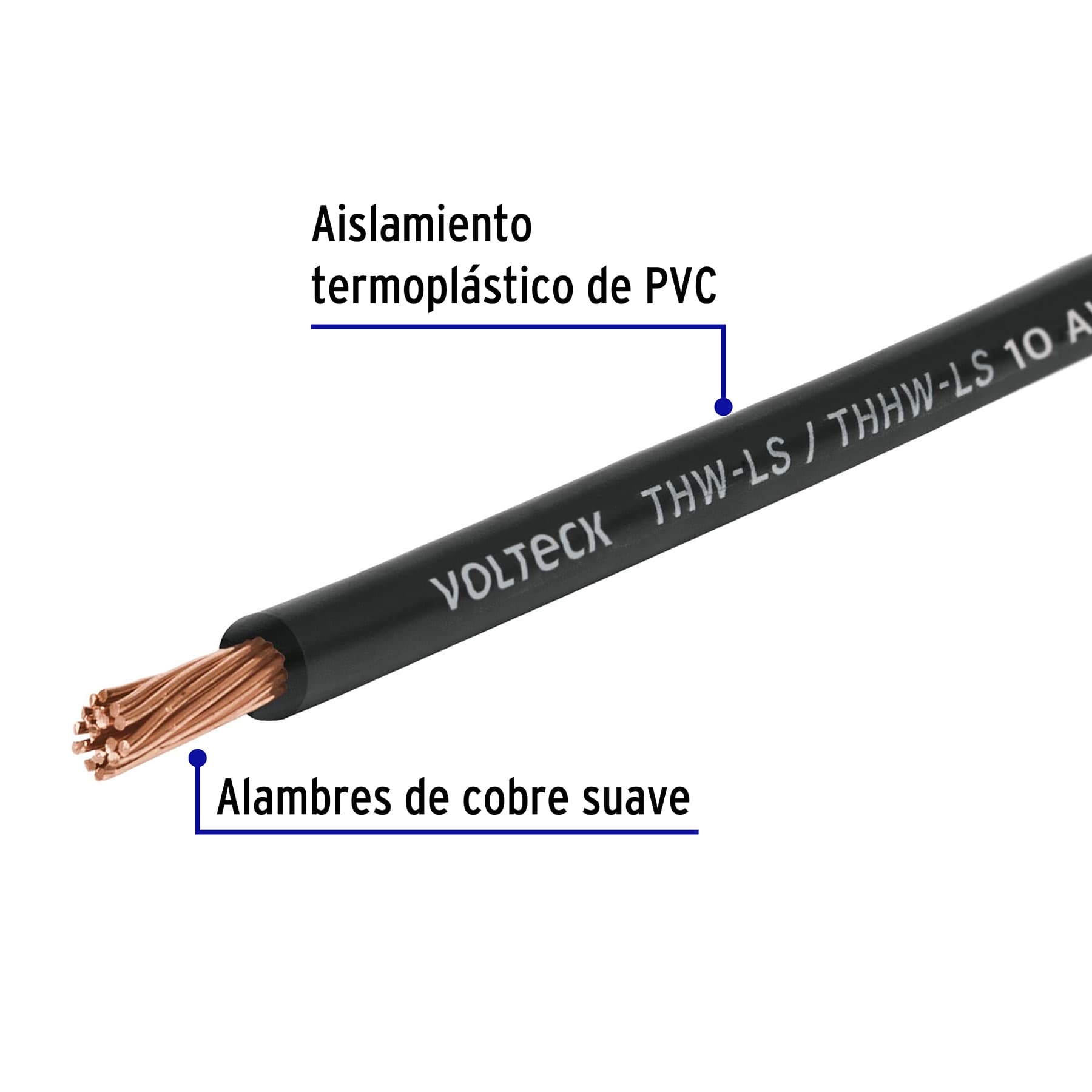 CARRETE CON 10 M DE CABLE THHW-LS 10 AWG NEGRO, VOLTECK 40142