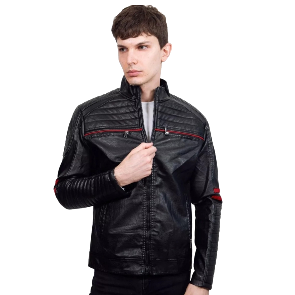 Chamarra para hombre tipo piel estilo biker