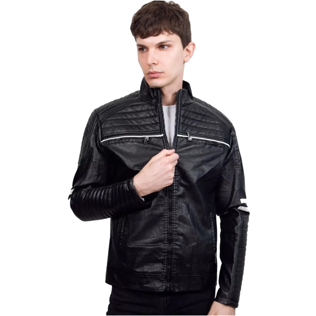 Chamarra para hombre tipo piel estilo biker