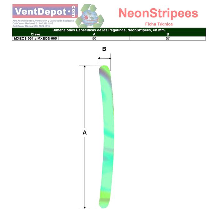 Pegatina neón MXEOS-002-3 40 Pzas Verde Reflectantes Adhesivo Resistente, NeonStripees