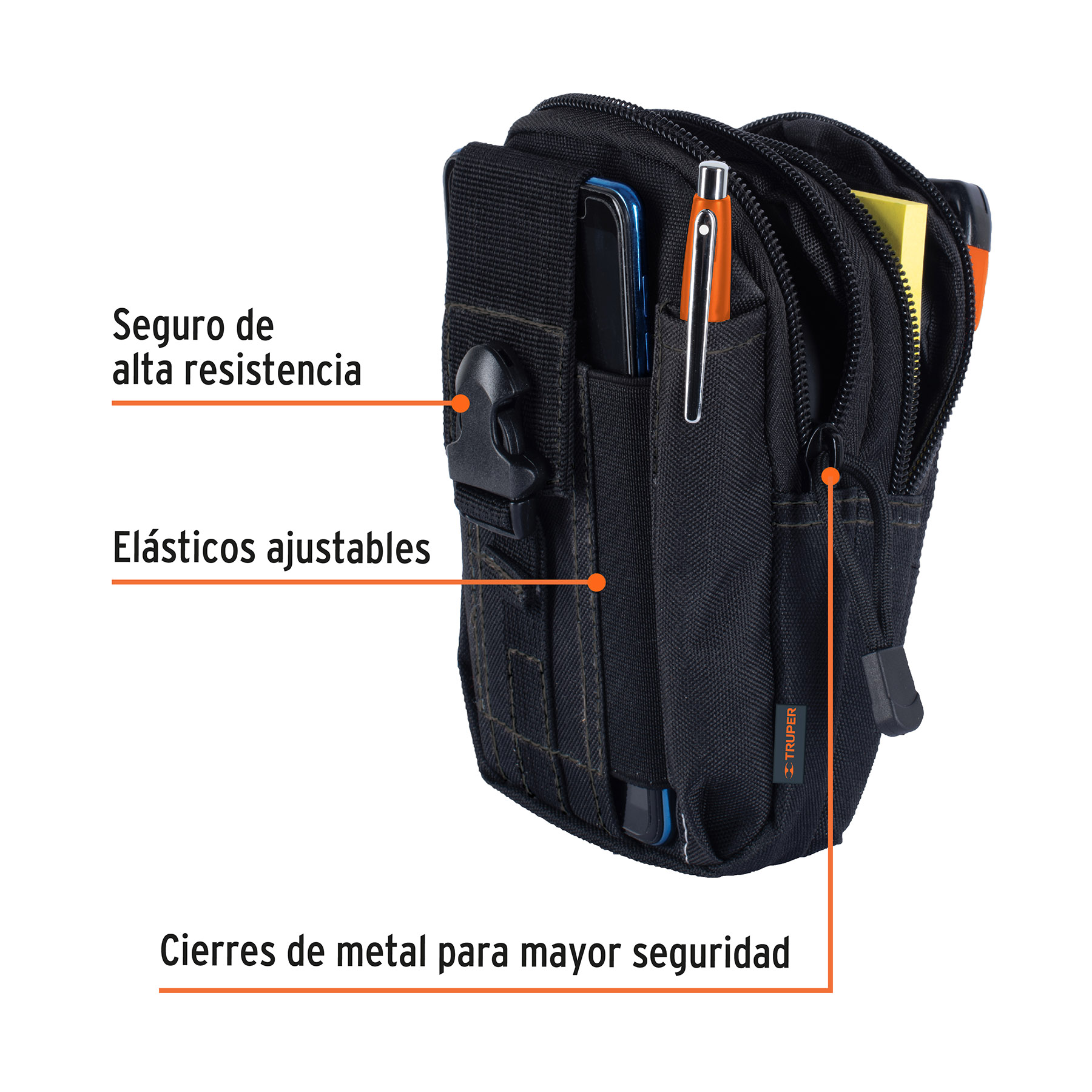 BOLSO TÁCTICO NEGRO PARA CINTURÓN, TRUPER 67021