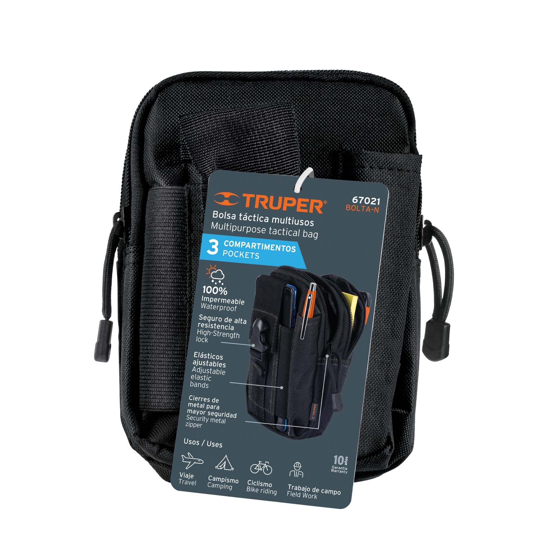 BOLSO TÁCTICO NEGRO PARA CINTURÓN, TRUPER 67021