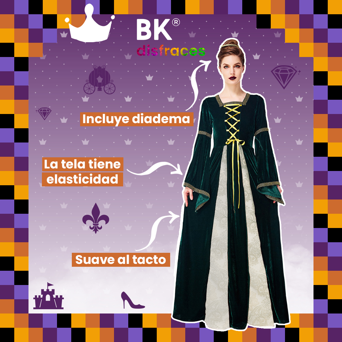 Disfraz Halloween Premium De Tela Bruja Witch Hechicera Maga Adulto 12+ Tallas Disponibles