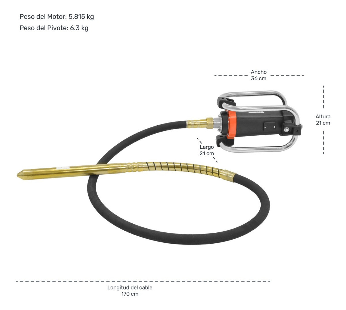 Vibrador Hormigón Eléctrico Concreto 2hp