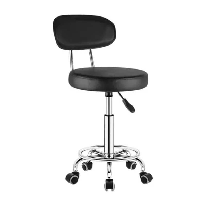 Silla Bar Taburete Compraymas Negro Silla Giratoria Ajustable Con Respaldo con Ruedas