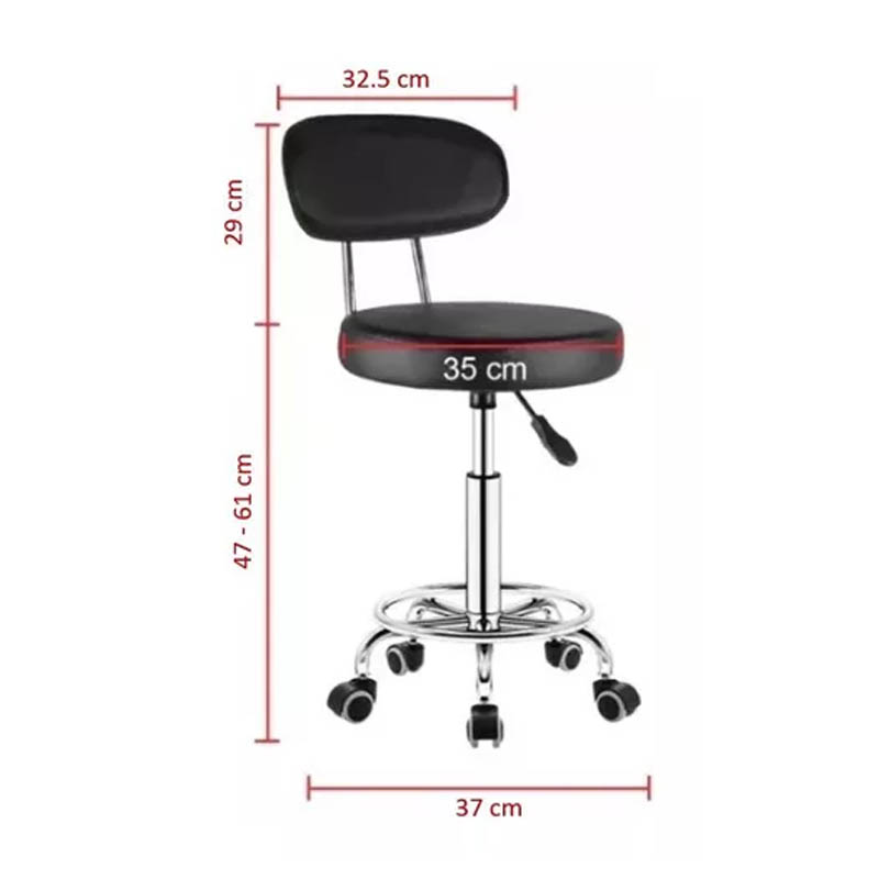 Silla Bar Taburete Compraymas Negro Silla Giratoria Ajustable Con Respaldo con Ruedas
