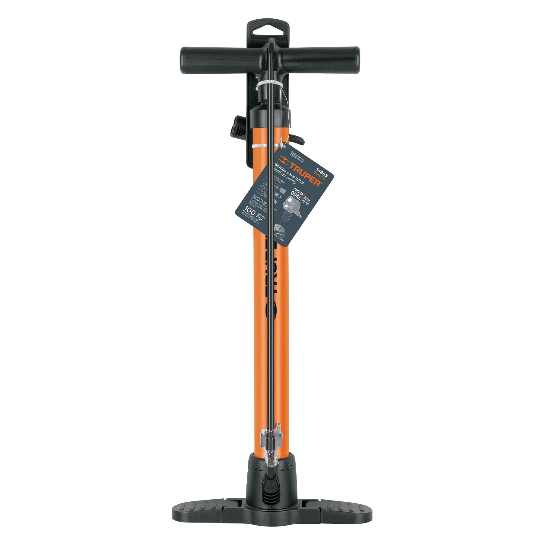 BOMBA MANUAL PARA INFLAR, 100 PSI TRUPER 14863